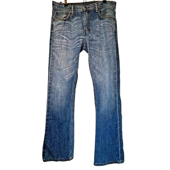 Levis 527 Slim Fit Bootcut Jeans Mens 33x32 Cotton Med Wash Blue Denim Western - Picture 1 of 12